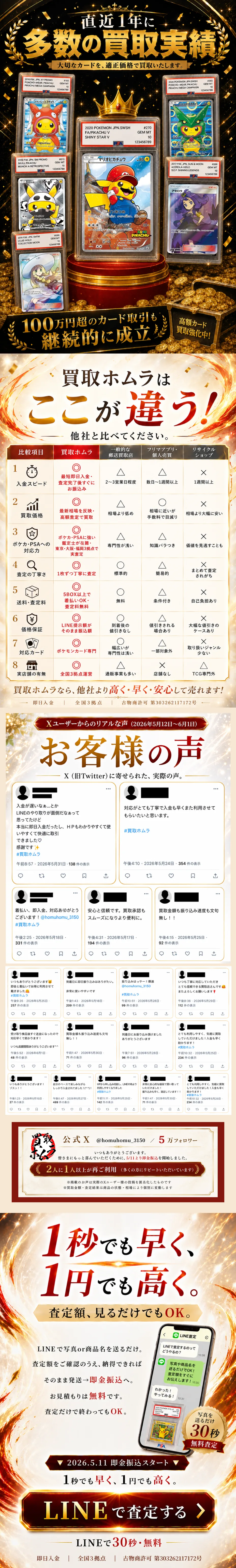多数の買取実績・他社比較・お客様の声・1秒でも早く1円でも高く