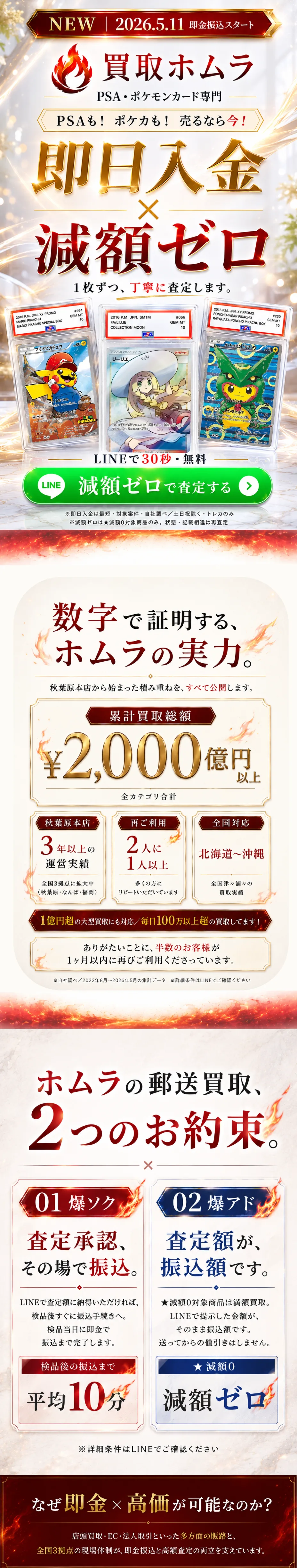 買取ホムラ｜即日入金 × 減額ゼロ｜PSA・ポケモンカード専門の郵送買取